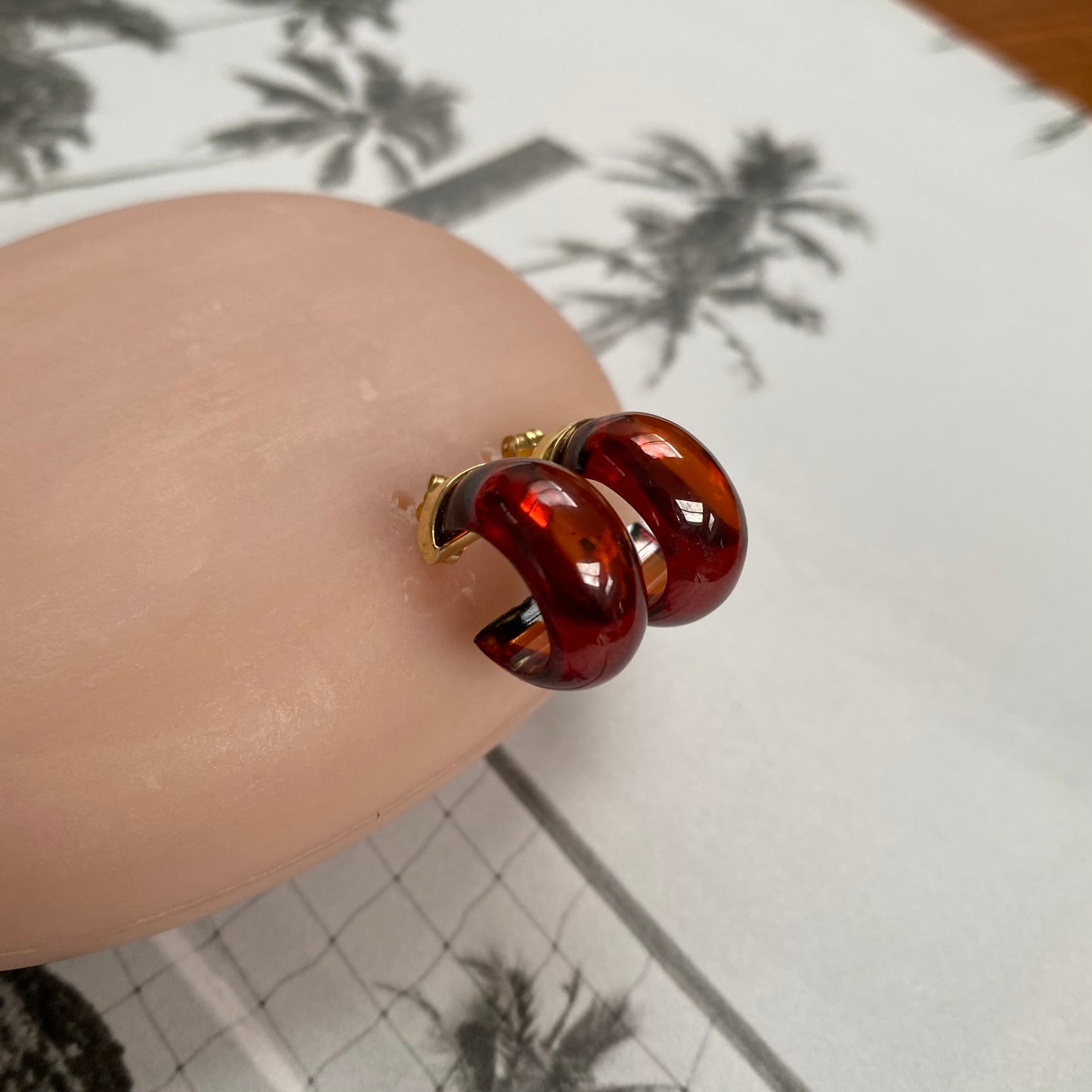 18 carat gold bold brown crystal earrings