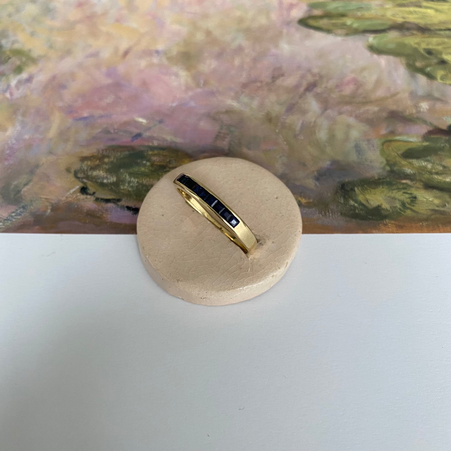 14 carat gold sapphire half eternity ring