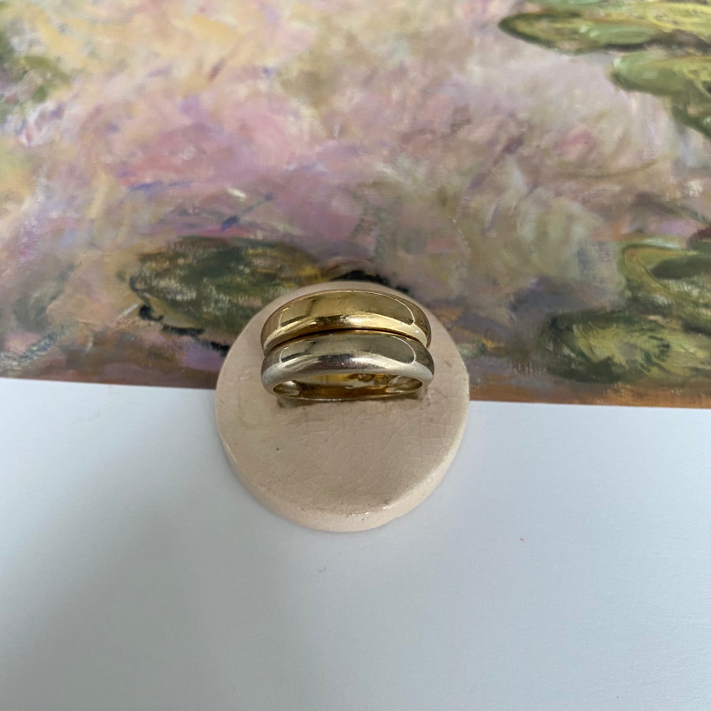 18 carat yellow and white gold double band ring
