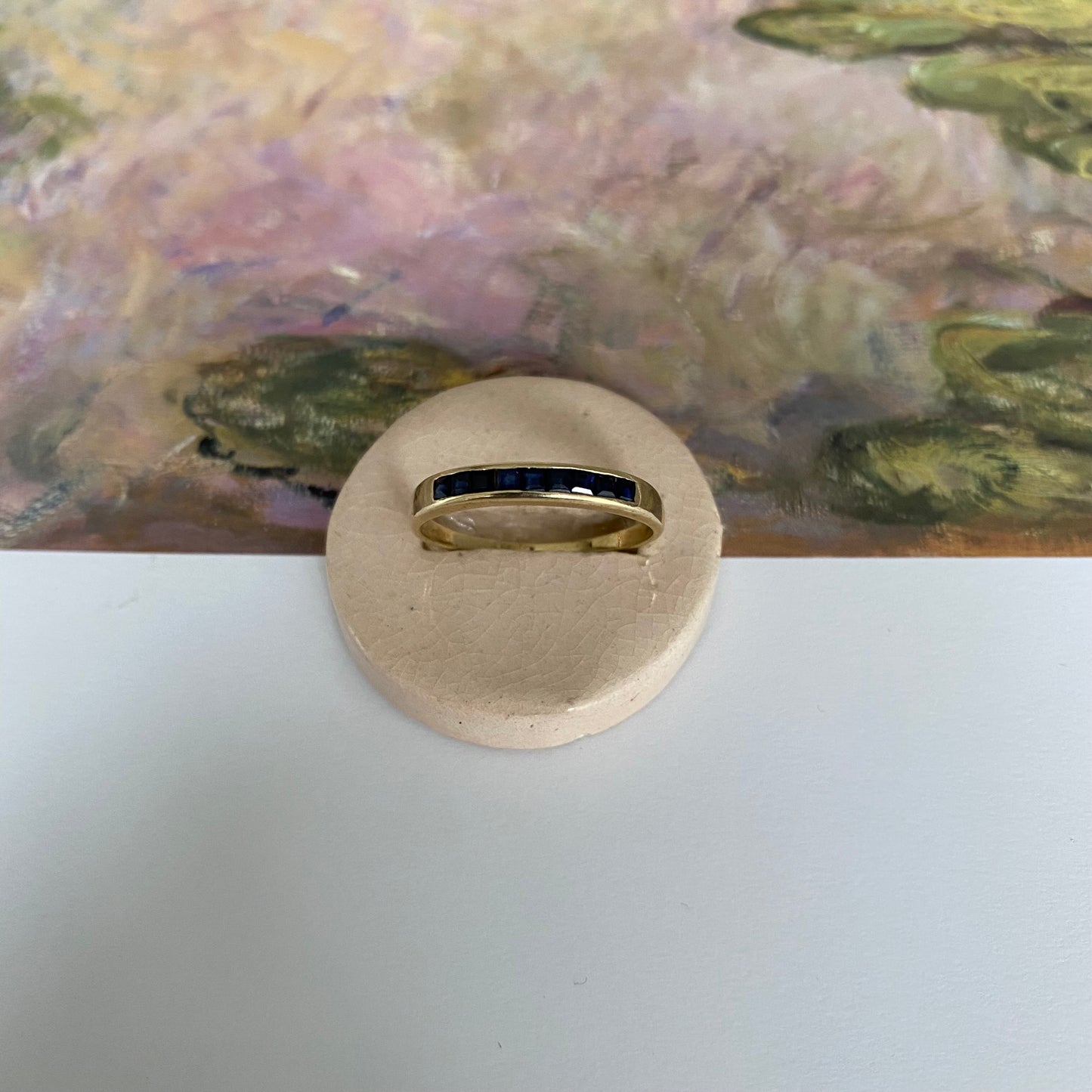 14 carat gold sapphire half eternity ring