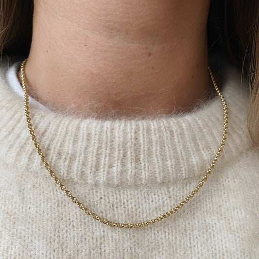 14 carat gold delicate round chain necklace