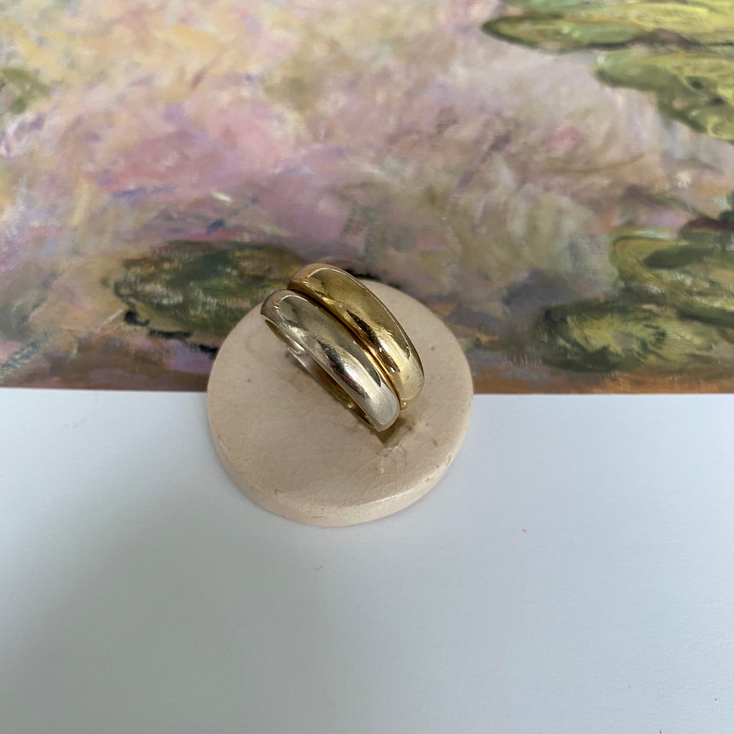 18 carat yellow and white gold double band ring