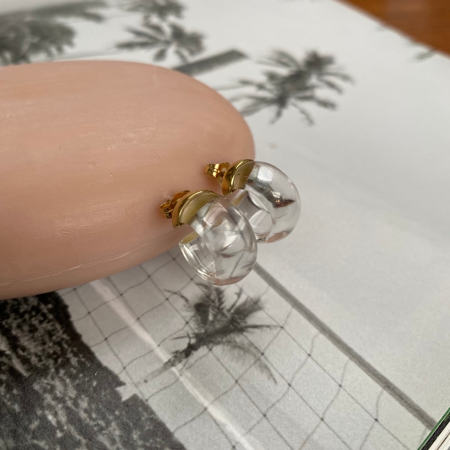 18 carat gold bold clear crystal earrings