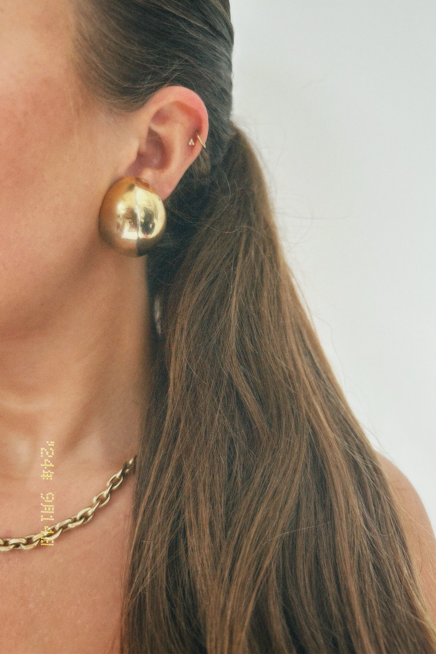 Vintage gold tone new shape dome clip on earrings
