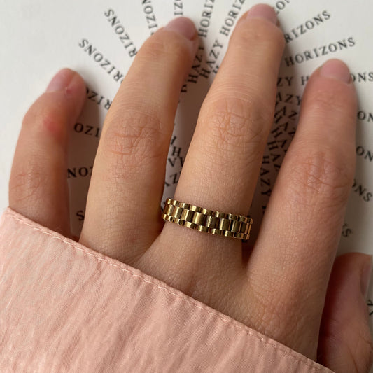 14 carat gold bold rolex chain ring