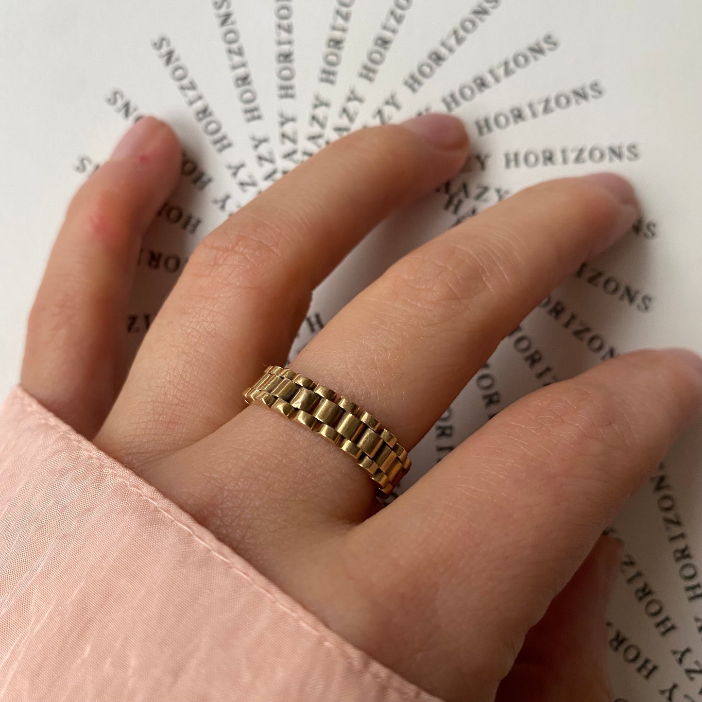 14 carat gold bold rolex chain ring