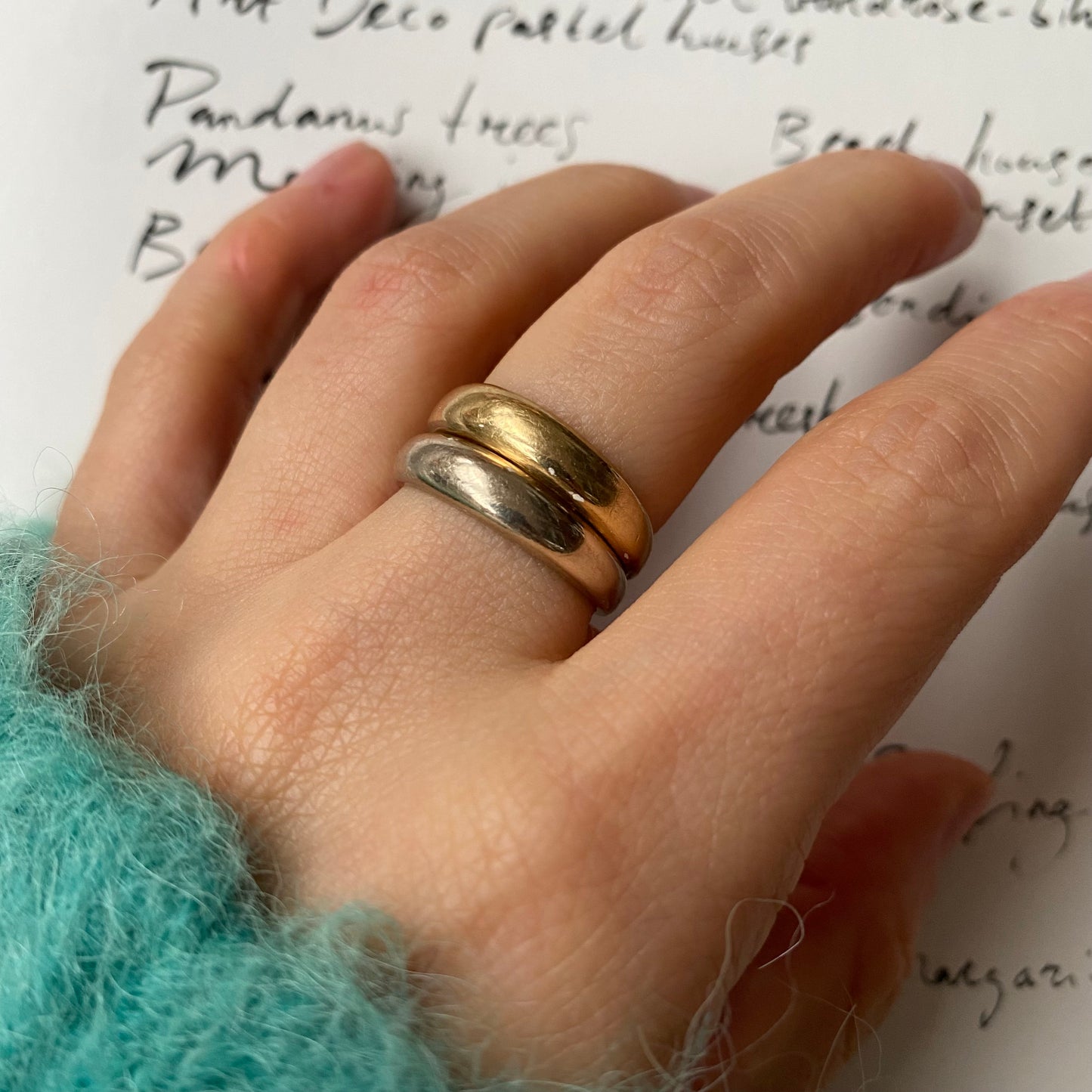 18 carat yellow and white gold double band ring