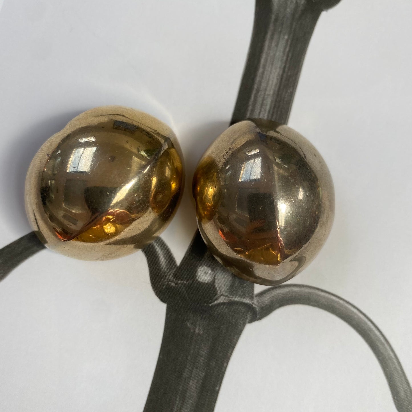 Vintage gold tone new shape dome clip on earrings