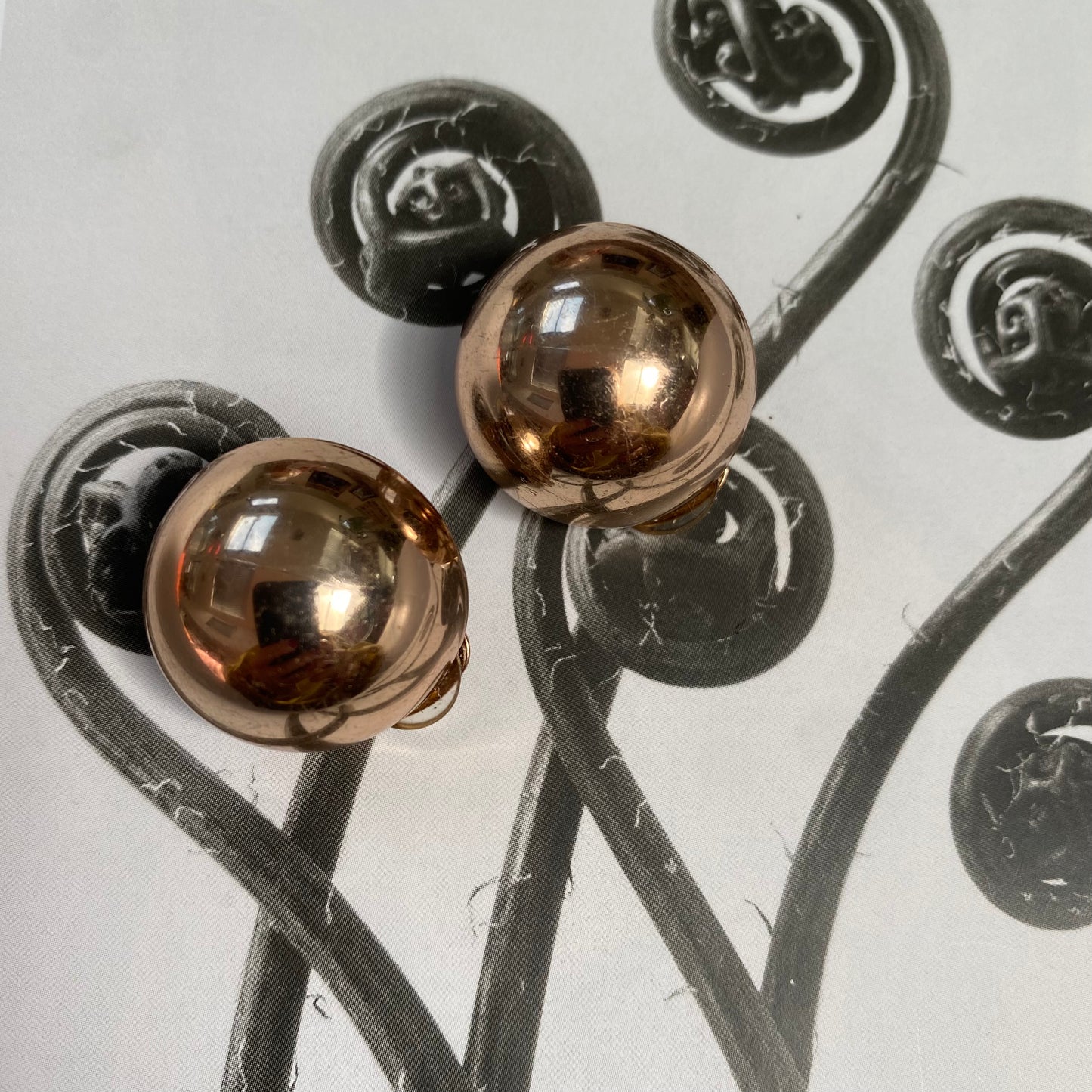 Vintage gold tone small dome clip on earrings