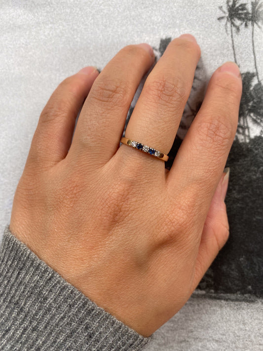 14 carat gold diamond and sapphire half eternity ring