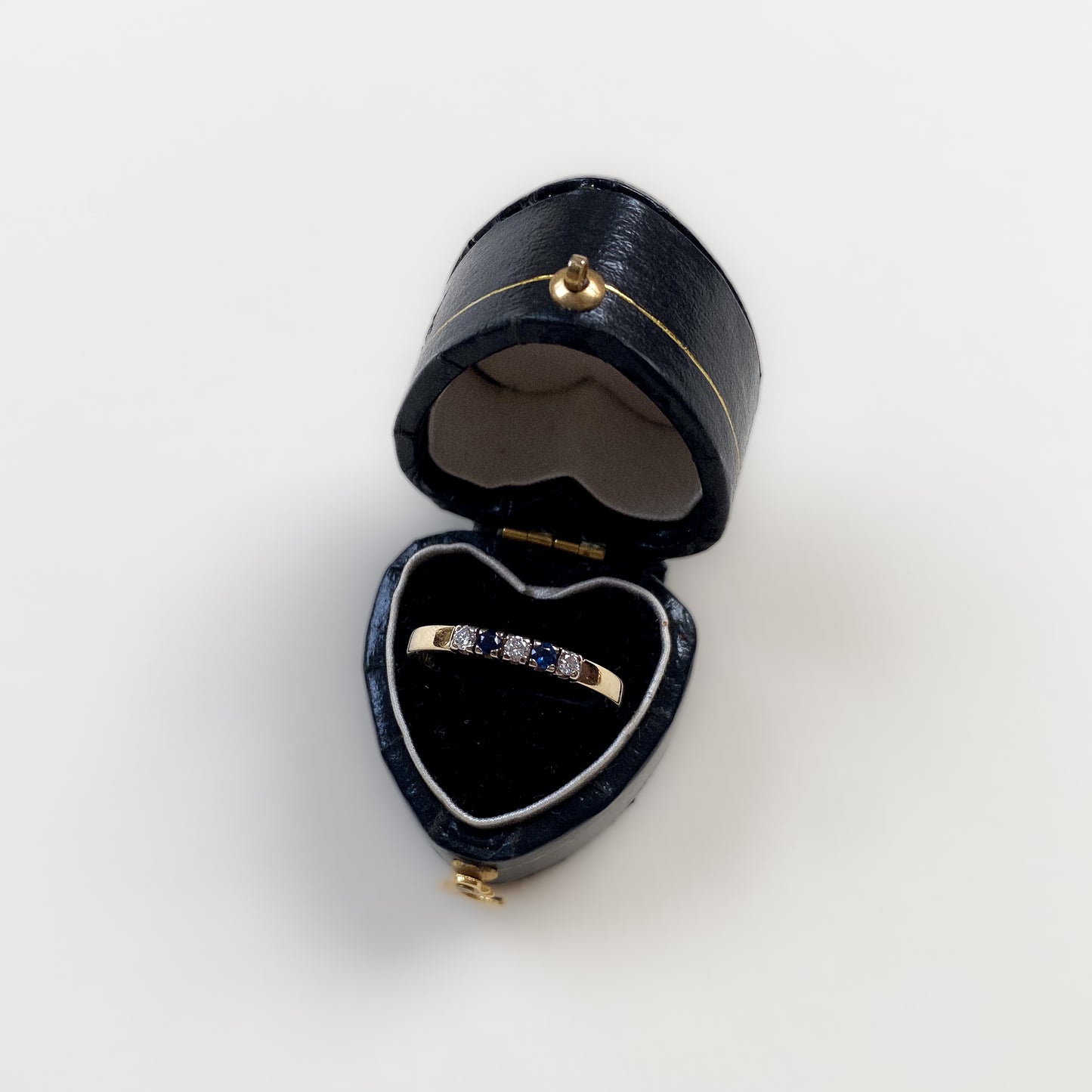 14 carat gold diamond and sapphire half eternity ring