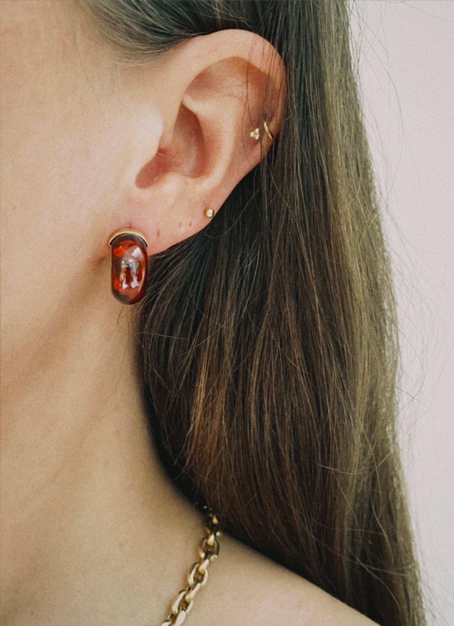18 carat gold bold brown crystal earrings