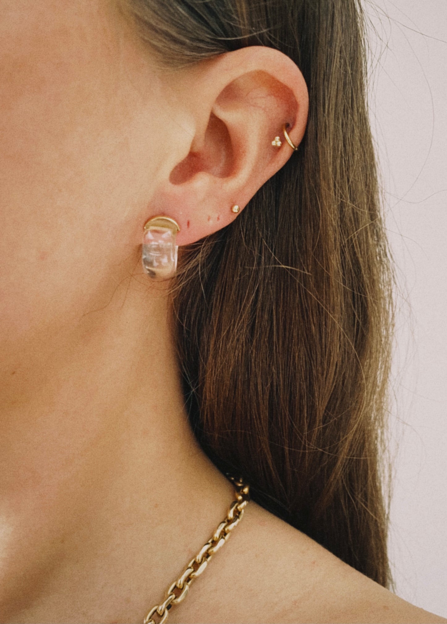 18 carat gold bold clear crystal earrings