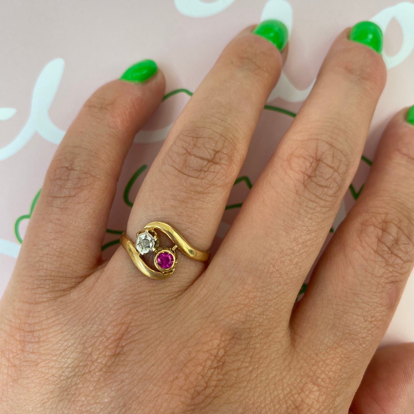 18 carat gold ruby and diamond ring