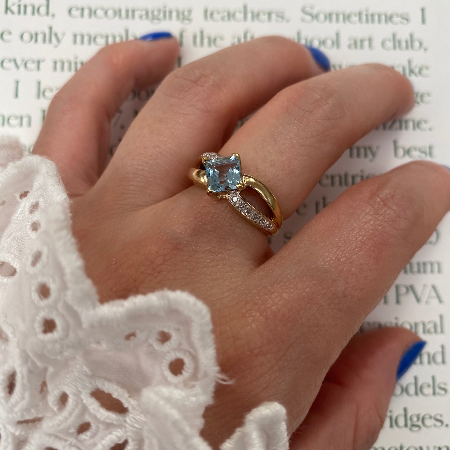 9 carat topaz and cubic zirkonia ring