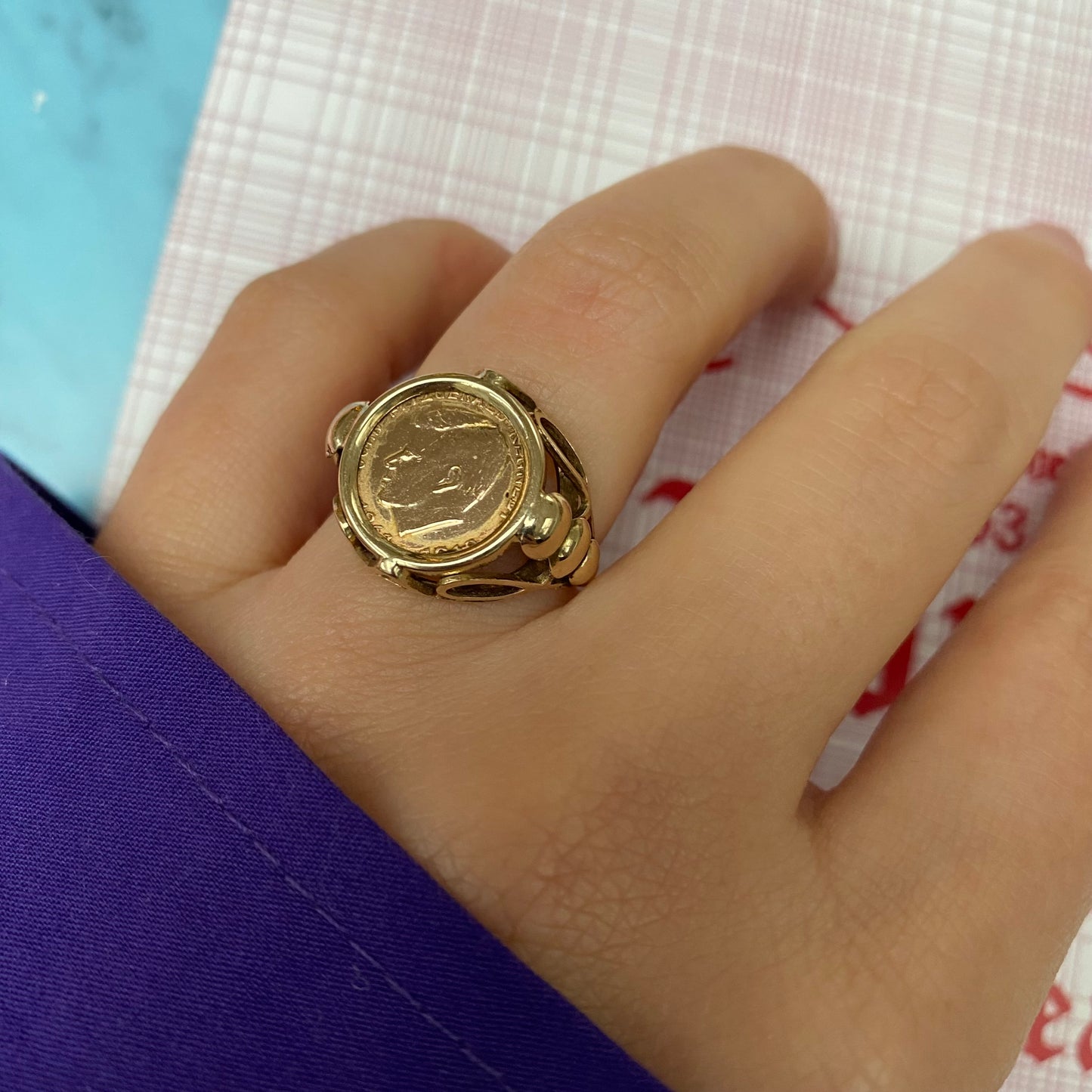 14 carat gold John F. Kennedy coin ring
