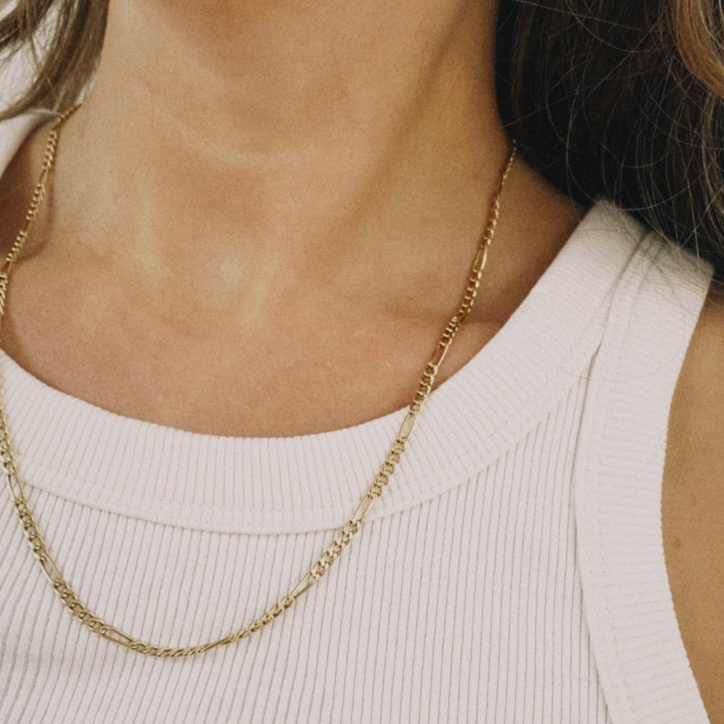 14 carat gold figaro chain necklace