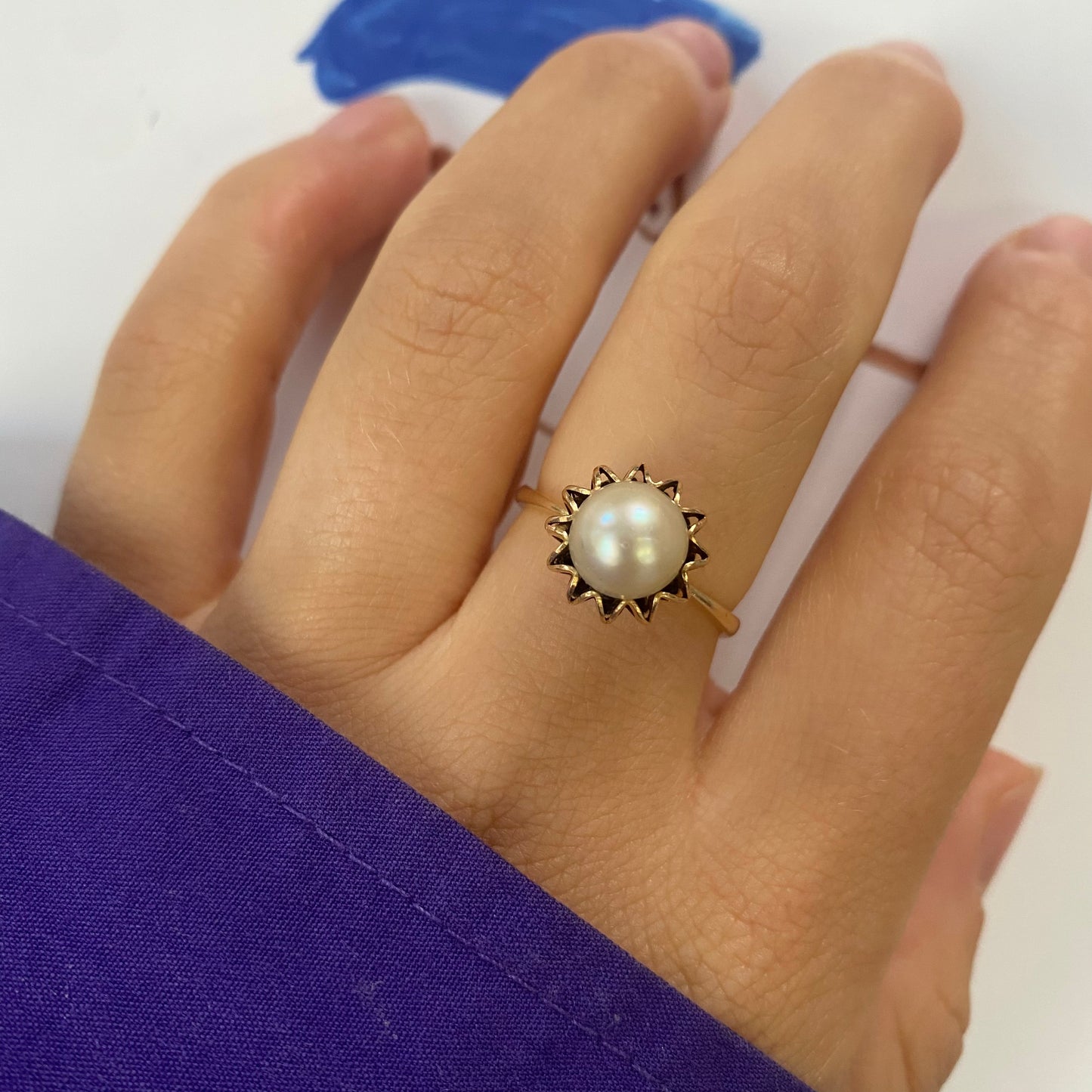 14 carat gold pearl ring