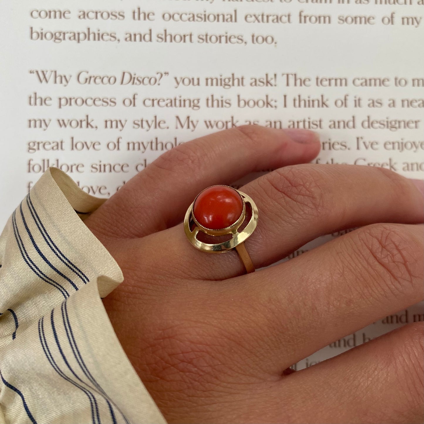 8 carat coral ring