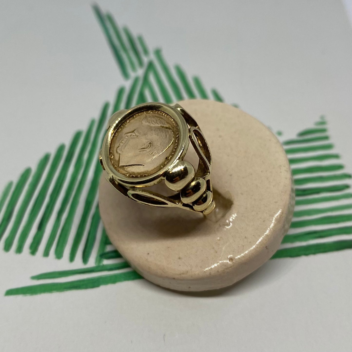 14 carat gold John F. Kennedy coin ring