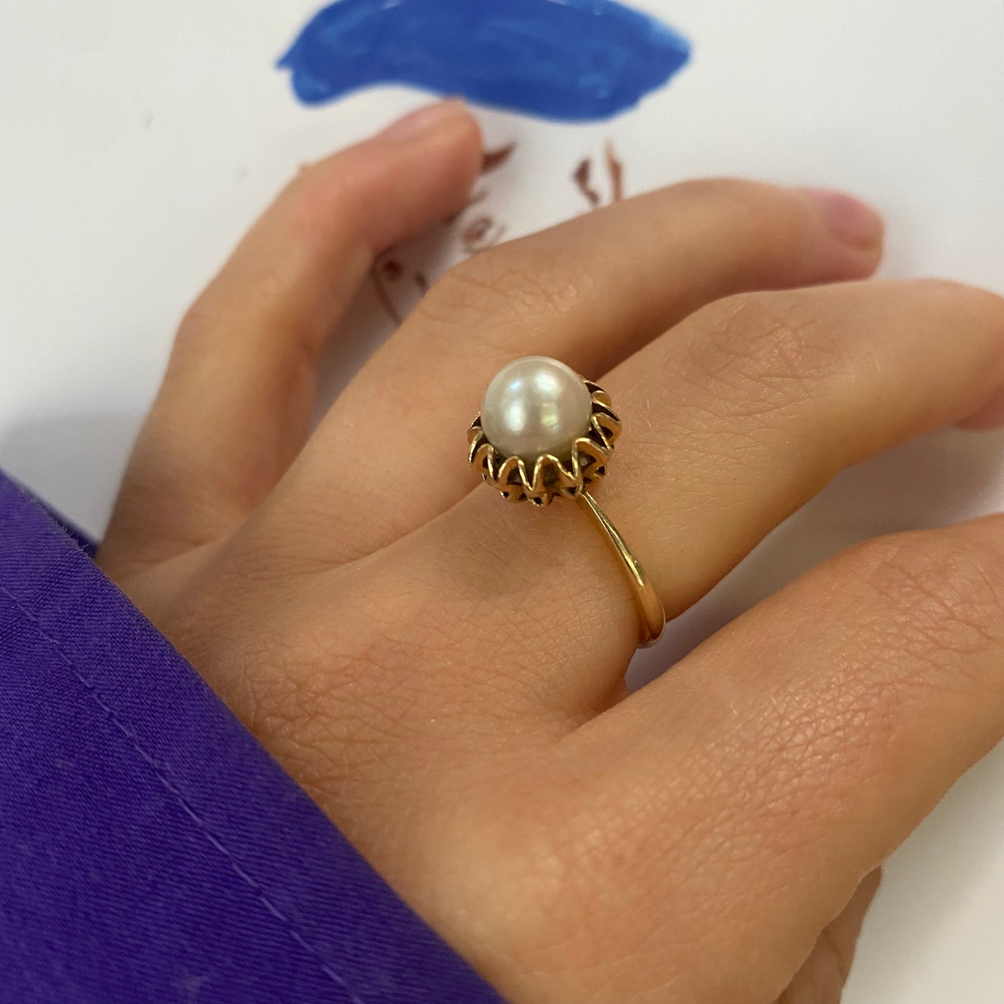 14 carat gold pearl ring