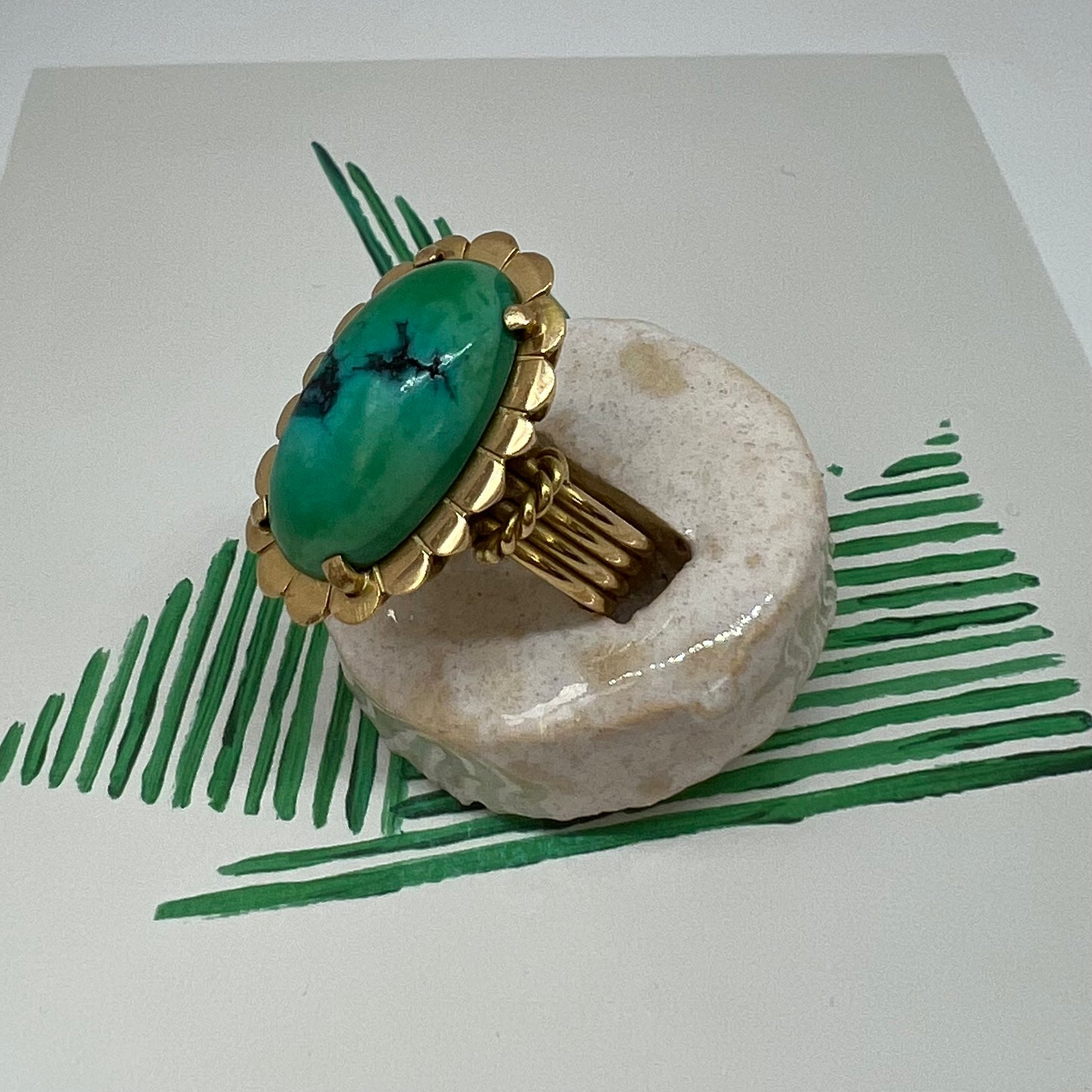 18 carat gold turquoise solitaire ring