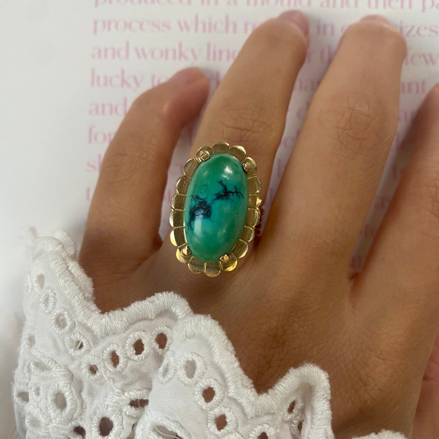 18 carat gold turquoise solitaire ring