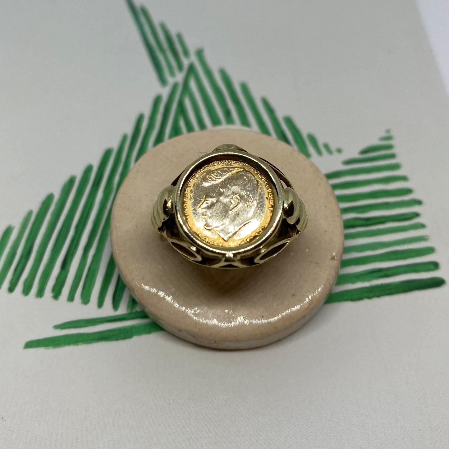14 carat gold John F. Kennedy coin ring
