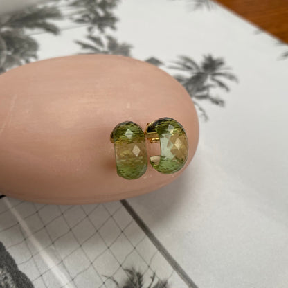 18 carat gold bold green crystal earrings