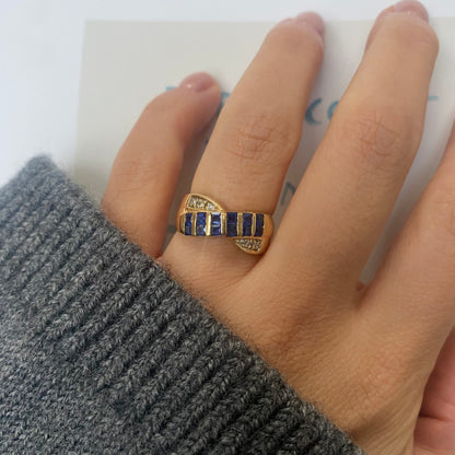 14 carat bold twisted sapphire and diamond half eternity ring