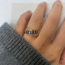 Load image into Gallery viewer, 14 carat bold twisted sapphire and diamond half eternity ring
