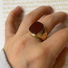 Load image into Gallery viewer, 8 carat gold garnet rounded edges signet ring
