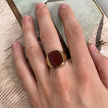 Load image into Gallery viewer, 8 carat gold garnet rounded edges signet ring
