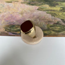 Load image into Gallery viewer, 8 carat gold garnet rounded edges signet ring
