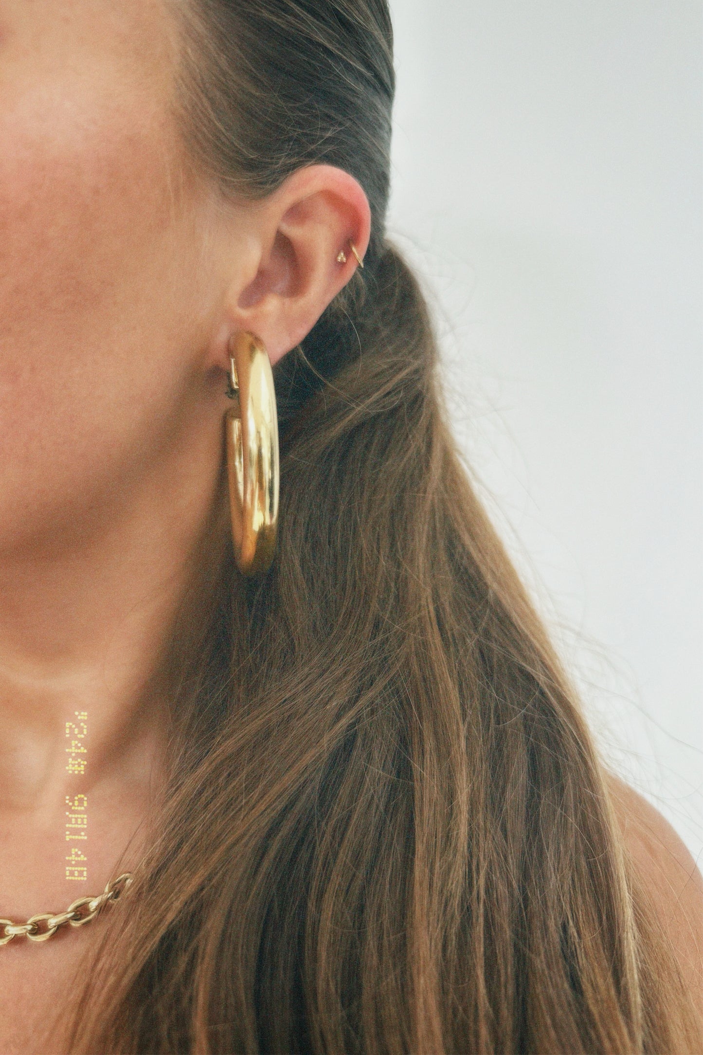 Vintage gold/silver tone big hoops clip on earrings