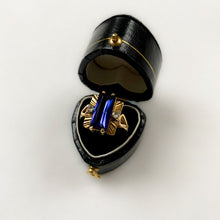 Load image into Gallery viewer, 18 carat gold art deco style tanzanite and CZ ring
