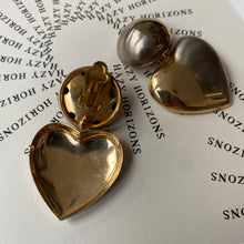 Load image into Gallery viewer, *NEW*  Vintage gold and silver tone dangling hearts clip on earrings
