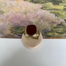 Load image into Gallery viewer, 8 carat gold garnet rounded edges signet ring
