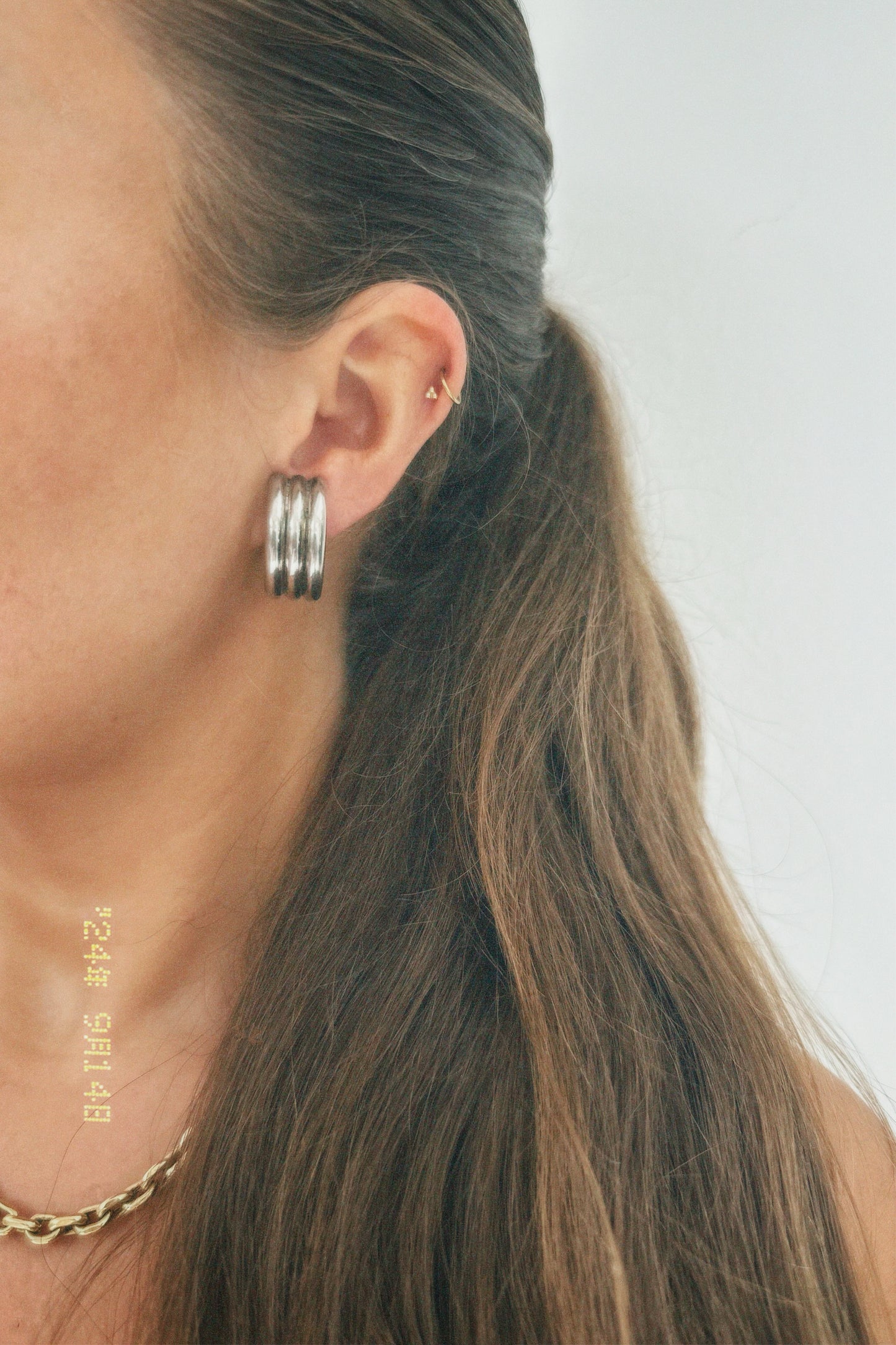 Vintage silver tone triple hoops clip on earrings