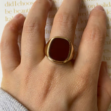 Load image into Gallery viewer, 8 carat gold garnet rounded edges signet ring
