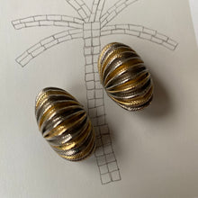 Load image into Gallery viewer, *NEW* Vintage gold and silver tone small ribble dome earrings
