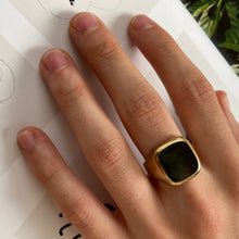 Load image into Gallery viewer, 8 carat gold mixed cut tourmaline signet ring
