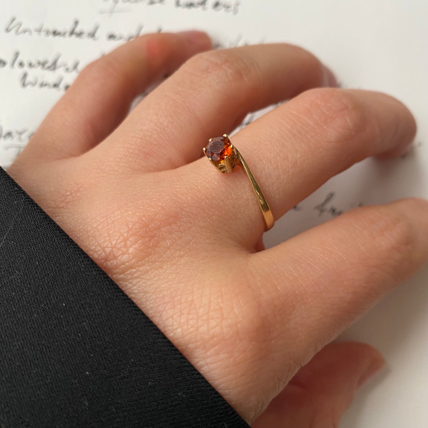 14 carat gold asymmetric solitaire citrine ring