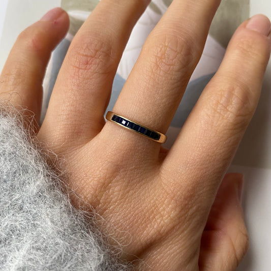 14 carat gold sapphire half eternity ring