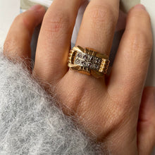 Load image into Gallery viewer, 18 carat gold bold art deco with 8 diamond ring
