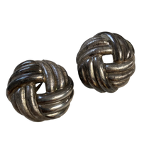 Load image into Gallery viewer, Vintage silver tone rope twist knot clip on earrings
