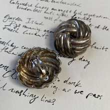 Load image into Gallery viewer, Vintage silver tone rope twist knot clip on earrings
