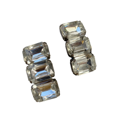 Vintage art deco strass clip on earrings