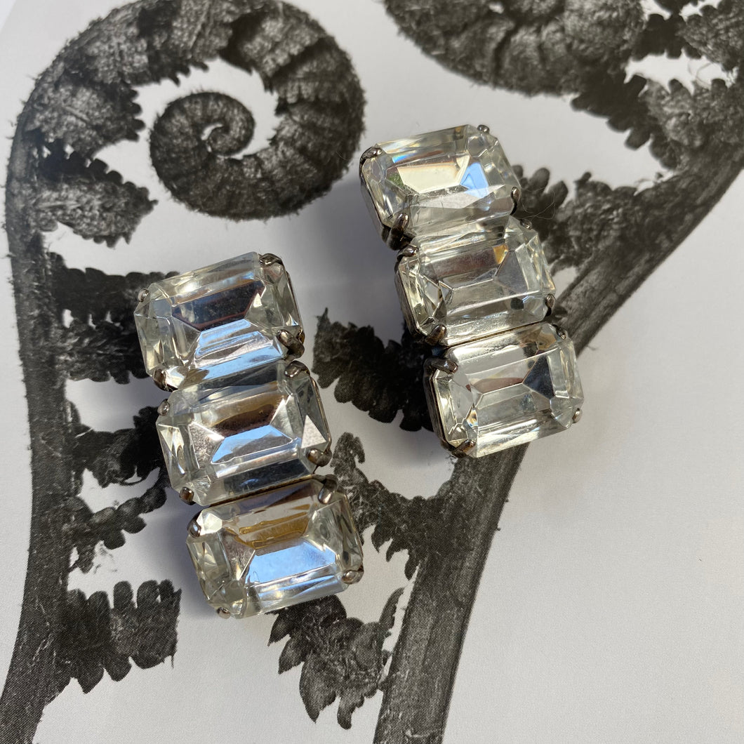 Vintage art deco strass clip on earrings