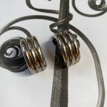 Load image into Gallery viewer, Vintage silver tone triple hoops clip on earrings
